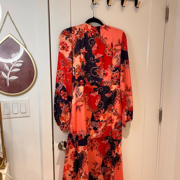 NWT Alexia Admor Floral Tala Wrap Long Sleeve Midi Dress Sz 12 - Picture 6 of 12